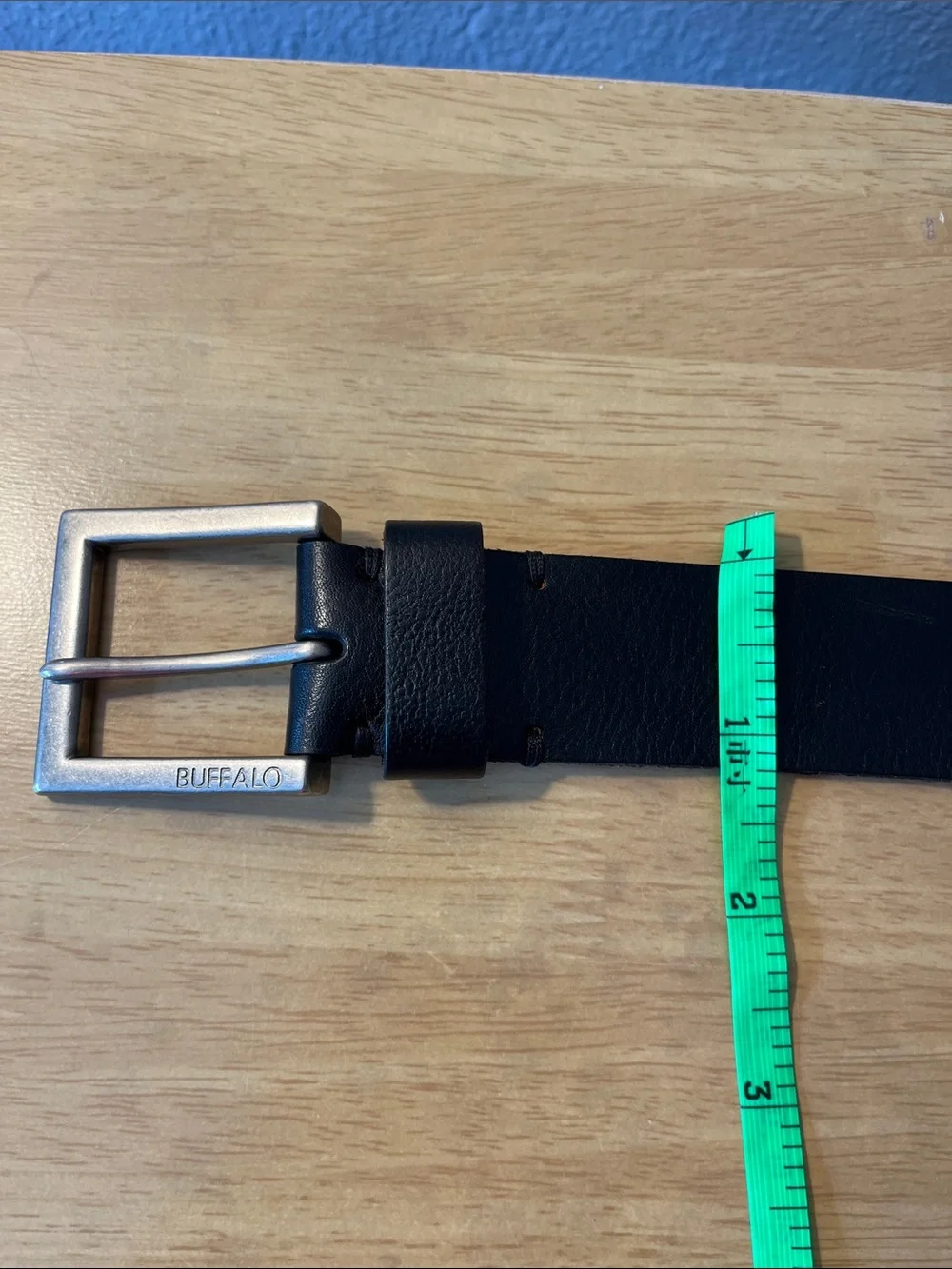 Buffalo David Bitton Black Leather Belt with Silver Buckle